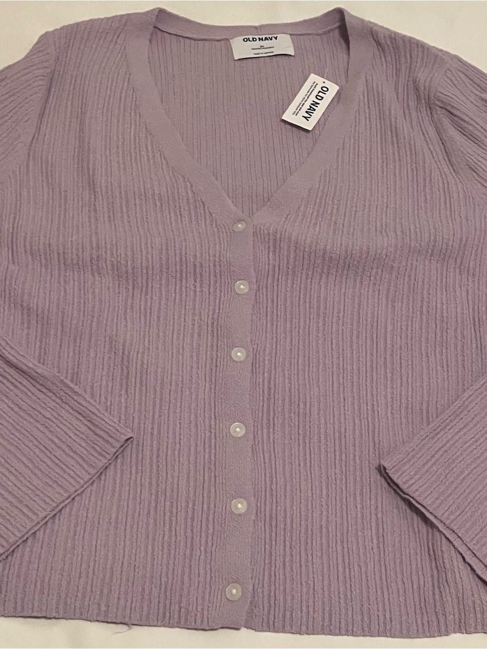 Old Navy Lilac Ribbed Button-Front V-Neck Top